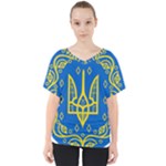 Coat of Arms of Ukraine, 1918-1920 V-Neck Dolman Drape Top