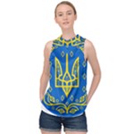 Coat of Arms of Ukraine, 1918-1920 High Neck Satin Top