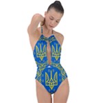 Coat of Arms of Ukraine, 1918-1920 Plunge Cut Halter Swimsuit