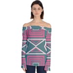 Abstract pattern geometric backgrounds   Off Shoulder Long Sleeve Top