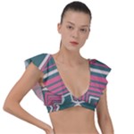 Abstract pattern geometric backgrounds   Plunge Frill Sleeve Bikini Top