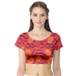 Folk flowers print Floral pattern Ethnic art Short Sleeve Crop Top