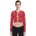 Folk flowers print Floral pattern Ethnic art Long Sleeve Zip Up Bomber Jacket