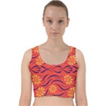 Folk flowers print Floral pattern Ethnic art Velvet Racer Back Crop Top