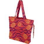 Folk flowers print Floral pattern Ethnic art Drawstring Tote Bag