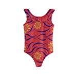 Folk flowers print Floral pattern Ethnic art Kids  Frill Swimsuit