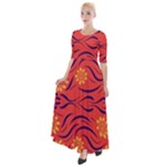 Folk flowers print Floral pattern Ethnic art Half Sleeves Maxi Dress