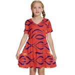 Folk flowers print Floral pattern Ethnic art Kids  Short Sleeve Tiered Mini Dress