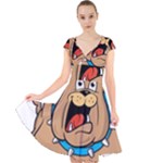 Bulldog-cartoon-illustration-11650862 Cap Sleeve Front Wrap Midi Dress