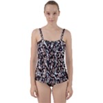 Grey Camo Girl Rose Twist Front Tankini Set