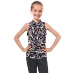 Grey Camo Girl Rose Kids  Sleeveless Polo Tee