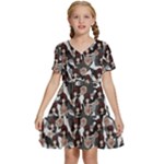 Grey Camo Girl Rose Kids  Short Sleeve Tiered Mini Dress