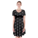 Animal Eyes Close Up Motif Pattern Short Sleeve V-neck Flare Dress