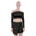 Exotic Snow Drop Flowers In A Loveable Style Off Shoulder Top with Mini Skirt Set