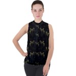 Exotic Snow Drop Flowers In A Loveable Style Mock Neck Chiffon Sleeveless Top