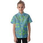 Floral folk damask pattern Fantasy flowers  Kids  Short Sleeve Shirt