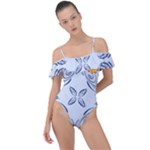 Floral folk damask pattern Fantasy flowers  Frill Detail One Piece Swimsuit