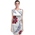 Folk flowers print Floral pattern Ethnic art Sleeveless Velvet Midi Dress