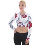 Folk flowers print Floral pattern Ethnic art Long Sleeve Cropped Velvet Jacket