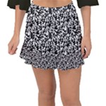 Black And White Qr Motif Pattern Fishtail Mini Chiffon Skirt