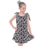 Black And White Qr Motif Pattern Kids  Tie Up Tunic Dress