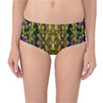 Fanciful Fantasy Flower Forest Mid-Waist Bikini Bottoms