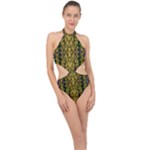 Fanciful Fantasy Flower Forest Halter Side Cut Swimsuit