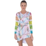 Rainbow-cake-layers Marshmallow-candy-texture Asymmetric Cut-Out Shift Dress