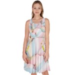Rainbow-cake-layers Marshmallow-candy-texture Knee Length Skater Dress With Pockets