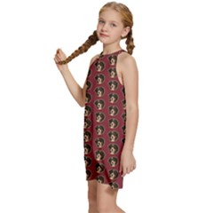 Kids  Halter Collar Waist Tie Chiffon Dress 