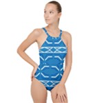 Abstract pattern geometric backgrounds   High Neck One Piece Swimsuit