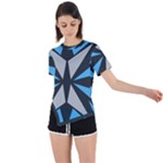 Abstract pattern geometric backgrounds   Asymmetrical Short Sleeve Sports Tee