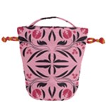 Floral folk damask pattern  Drawstring Bucket Bag