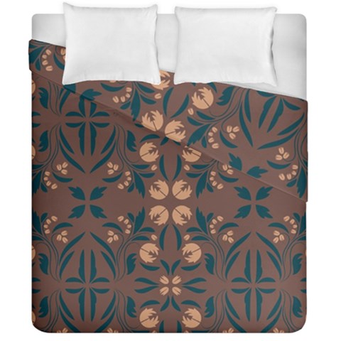 Floral folk damask pattern  Duvet Cover Double Side (California King Size) from ArtsNow.com