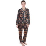 Floral folk damask pattern  Satin Long Sleeve Pajamas Set