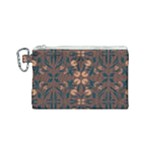 Floral folk damask pattern  Canvas Cosmetic Bag (Small)