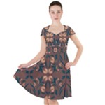 Floral folk damask pattern  Cap Sleeve Midi Dress