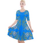 Floral folk damask pattern  Quarter Sleeve A-Line Dress