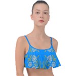 Floral folk damask pattern  Frill Bikini Top