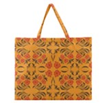 Floral folk damask pattern  Zipper Large Tote Bag