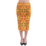 Floral folk damask pattern  Midi Pencil Skirt