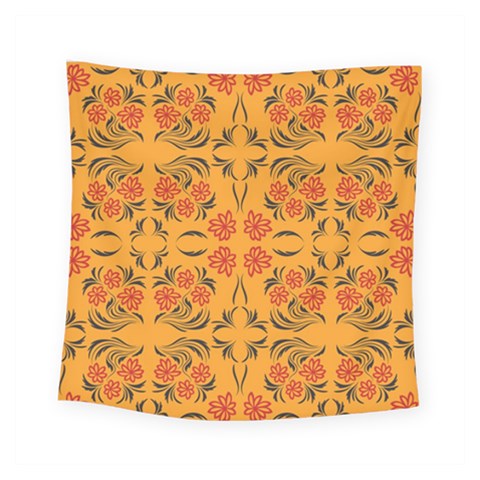 Floral folk damask pattern  Square Tapestry (Small) from ArtsNow.com