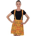 Floral folk damask pattern  Velvet Suspender Skater Skirt