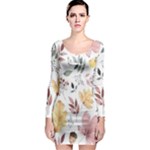 Flowers Pattern Long Sleeve Bodycon Dress