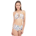 Flowers Pattern Cage Up Bikini Set