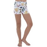 Flowers Pattern Kids  Lightweight Velour Yoga Shorts