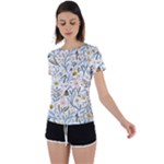 Floral Back Circle Cutout Sports Tee