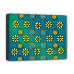 Yellow And Blue Proud Blooming Flowers Deluxe Canvas 16  x 12  (Stretched) 