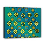 Yellow And Blue Proud Blooming Flowers Deluxe Canvas 20  x 16  (Stretched)