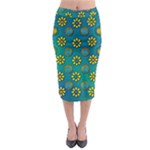 Yellow And Blue Proud Blooming Flowers Midi Pencil Skirt